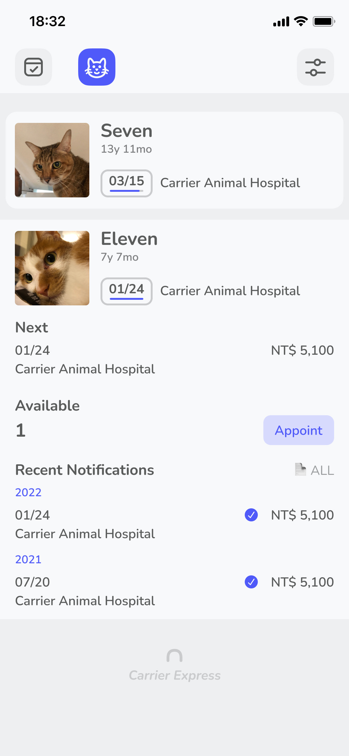 Screenshot: View the details of Seven